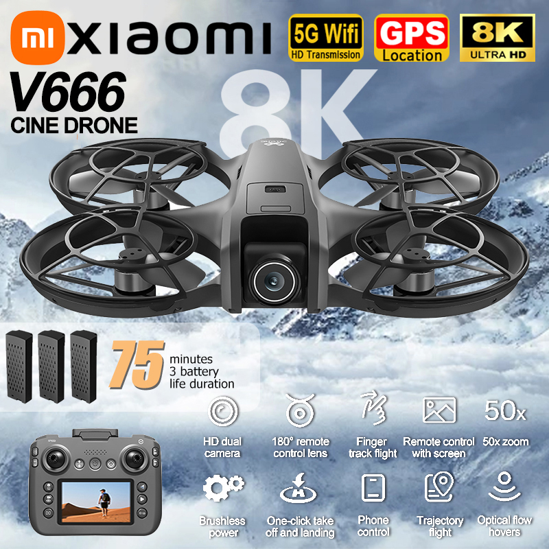 Drone Rc Gps - Xiaomi V666 Drone 8K Aerial HD